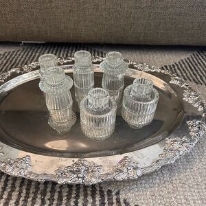 6 Glass candlestick holders